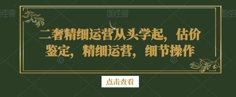 二奢精细运营从头学起，估价鉴定，精细运营，细节操作插图零零网创资源网