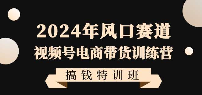 2024年风口赛道视频号电商带货训练营搞钱特训班，带领大家快速入局自媒体电商带货插图零零网创资源网