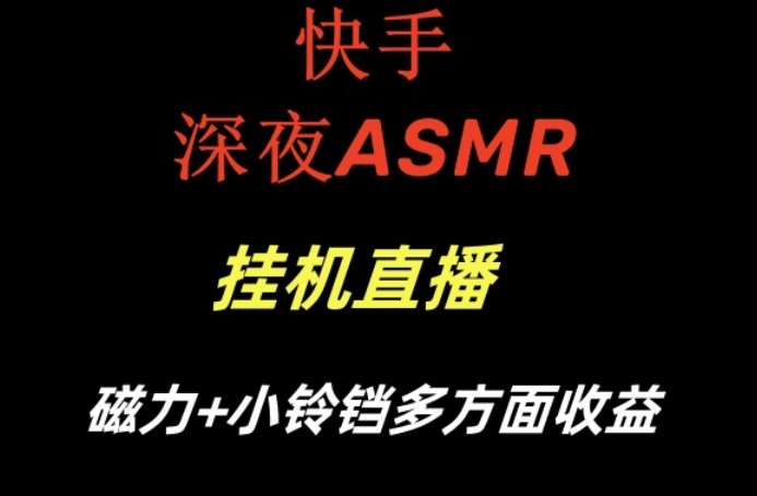 快手深夜性感ASMR挂机直播，磁力+小铃铛收益（附带工具和5G素材）【揭秘】插图零零网创资源网