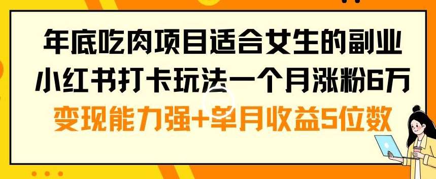 年底吃肉项目适合女生的副业小红书打卡玩法一个月涨粉6万+变现能力强+单月收益5位数【揭秘】插图零零网创资源网