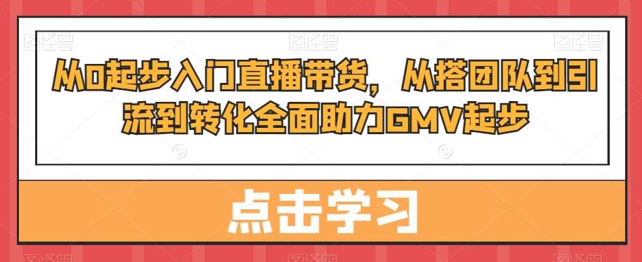 从0起步入门直播带货，​从搭团队到引流到转化全面助力GMV起步插图零零网创资源网