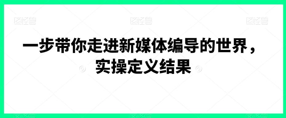 一步带你走进新媒体编导的世界，实操定义结果插图零零网创资源网