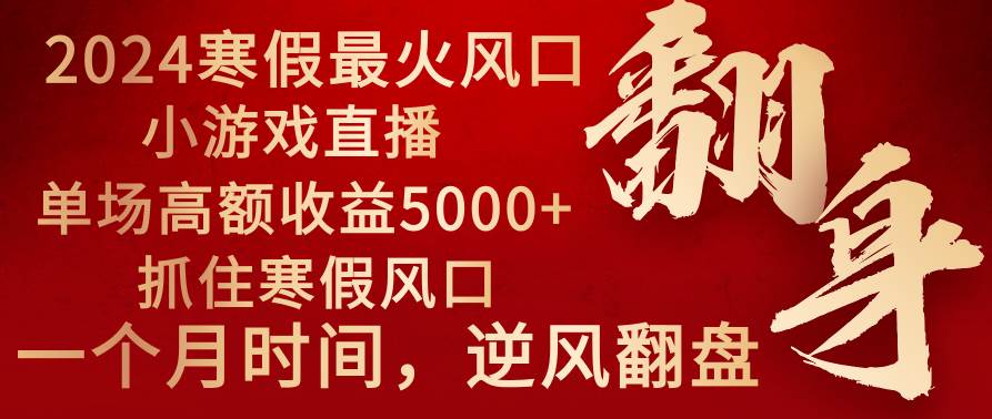 （8766期）2024年最火寒假风口项目 小游戏直播 单场收益5000+抓住风口 一个月直接提车插图零零网创资源网