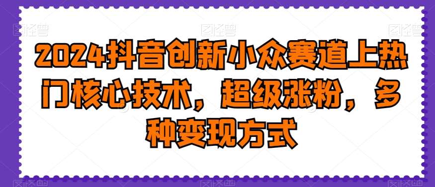 2024抖音创新小众赛道上热门核心技术，超级涨粉，多种变现方式【揭秘】插图零零网创资源网