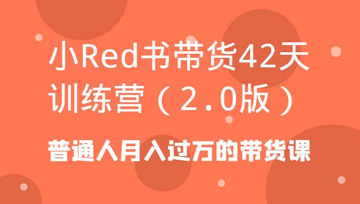 小Red书带货42天训练营（2.0版）普通人月入过万的带货课插图零零网创资源网