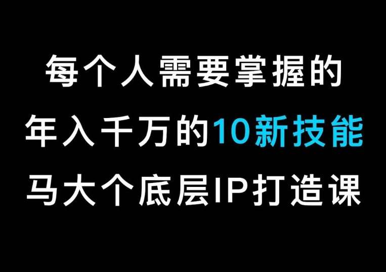 马大个的IP底层逻辑课，​每个人需要掌握的年入千万的10新技能，约会底层IP打造方法！插图零零网创资源网