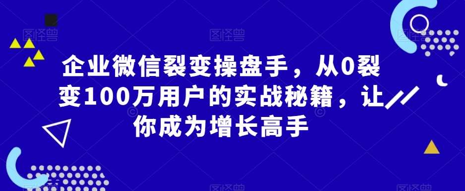 企业微信裂变操盘手，从0裂变100万用户的实战秘籍，让你成为增长高手插图零零网创资源网