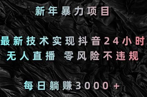 新年暴力项目，最新技术实现抖音24小时无人直播，零风险不违规，每日躺赚3000＋【揭秘】插图零零网创资源网