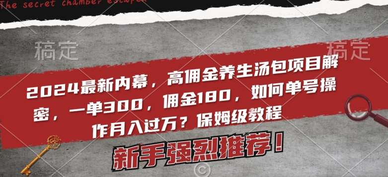 2024最新内幕，高佣金养生汤包项目解密，一单300，佣金180，如何单号操作月入过万？保姆级教程【揭秘】插图零零网创资源网