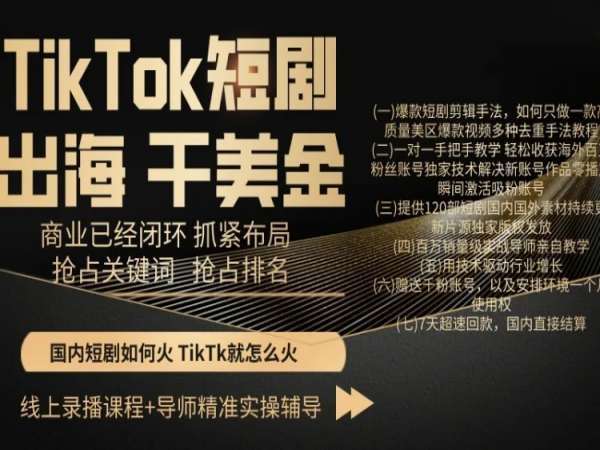 TikTok短剧出海干美金，商业已经闭环抓紧布局，抢占关键词抢占排名插图零零网创资源网