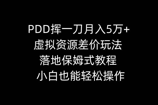 （8849期）PDD挥一刀月入5万+，虚拟资源差价玩法，落地保姆式教程，小白也能轻松操作插图零零网创资源网