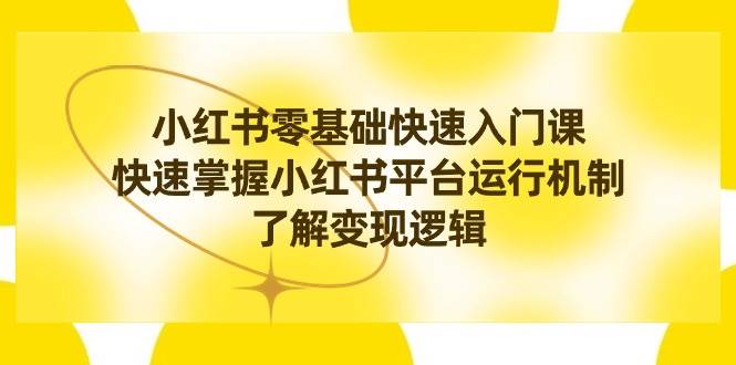 （8853期）小红书0基础快速入门课，快速掌握小红书平台运行机制，了解变现逻辑插图零零网创资源网