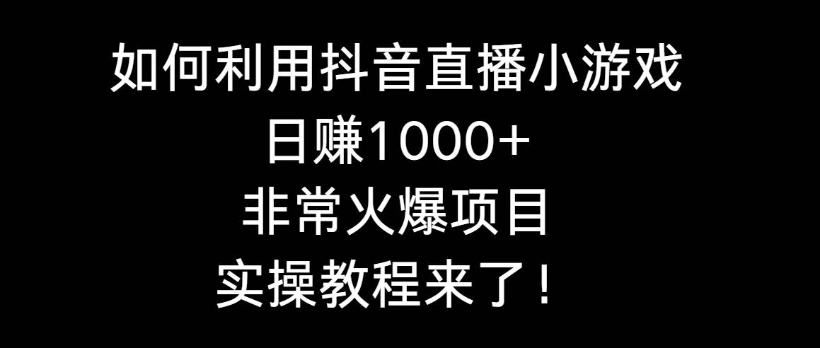 （8870期）如何利用抖音直播小游戏日赚1000+，非常火爆项目，实操教程来了！插图零零网创资源网