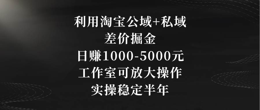 （8952期）利用淘宝公域+私域差价掘金，日赚1000-5000元，工作室可放大操作，实操…插图零零网创资源网