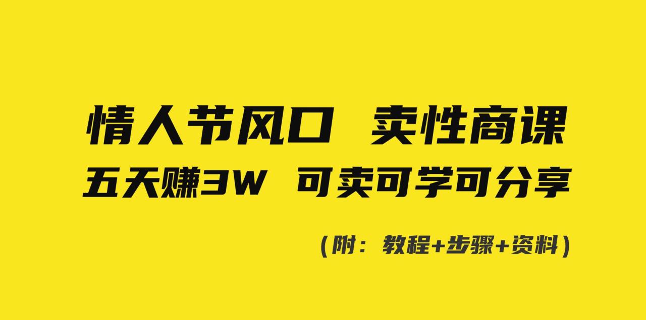 （8958期）情人节风口！卖性商课，小白五天赚3W，可卖可学可分享！插图零零网创资源网