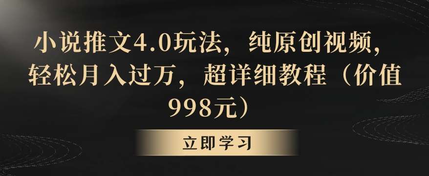 小说推文4.0玩法，纯原创视频，轻松月入过万，超详细教程（价值998元）【揭秘】插图零零网创资源网