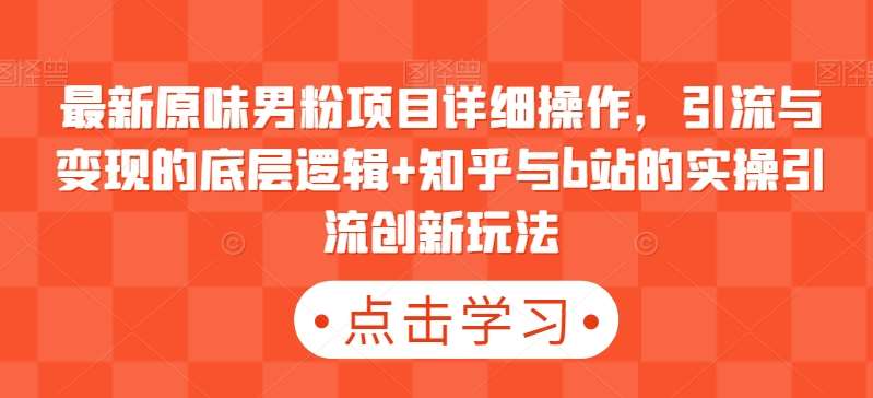 最新原味男粉项目详细操作，引流与变现的底层逻辑+知乎与b站的实操引流创新玩法插图零零网创资源网