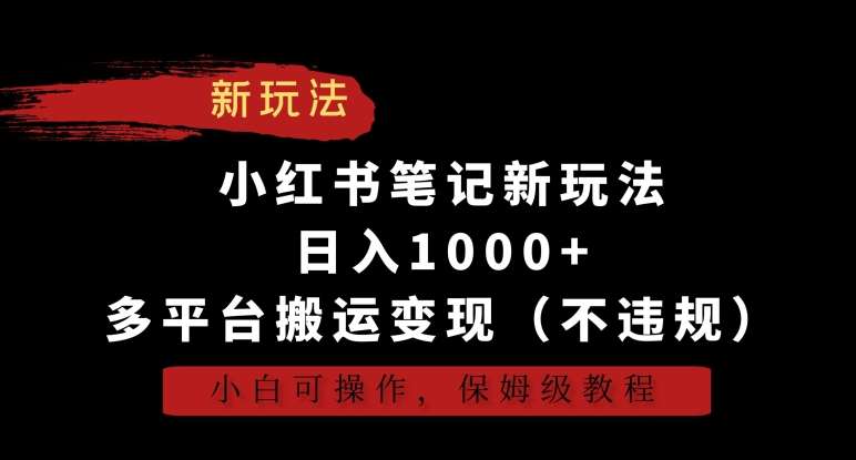 小红书笔记新玩法，日入1000+，多平台搬运变现（不违规），小白可操作，保姆级教程【揭秘】插图零零网创资源网