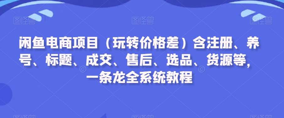 闲鱼电商项目（玩转价格差）含注册、养号、标题、成交、售后、选品、货源等，一条龙全系统教程插图零零网创资源网