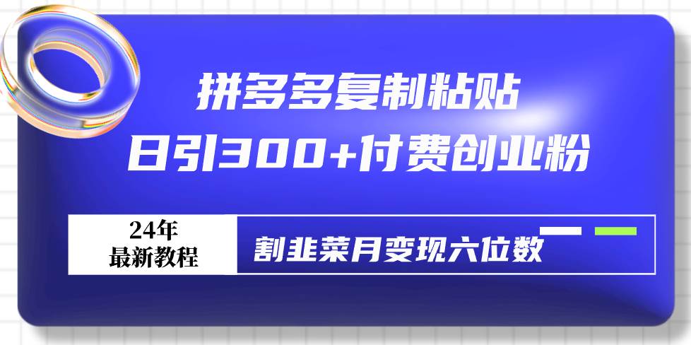 （9129期）拼多多复制粘贴日引300+付费创业粉，割韭菜月变现六位数最新教程！插图零零网创资源网