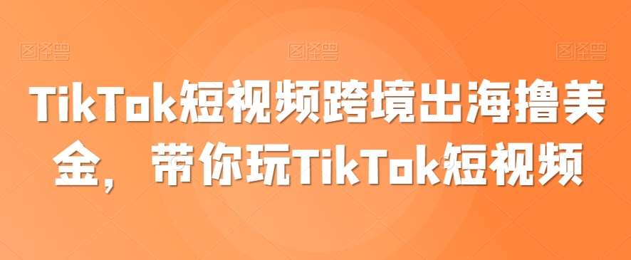 TikTok短视频跨境出海撸美金，带你玩TikTok短视频插图零零网创资源网