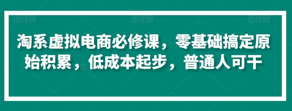 淘系虚拟电商必修课，零基础搞定原始积累，低成本起步，普通人可干插图零零网创资源网