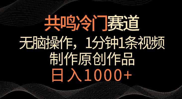 共鸣冷门赛道，无脑操作，一分钟一条视频，日入1000+【揭秘】插图零零网创资源网