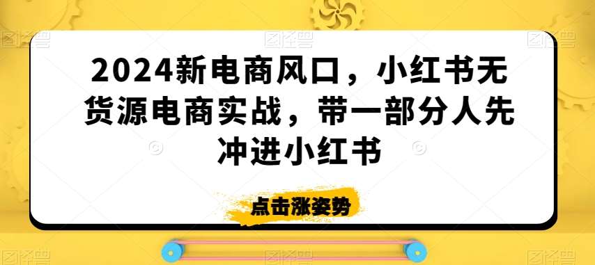 2024新电商风口，小红书无货源电商实战，带一部分人先冲进小红书插图零零网创资源网