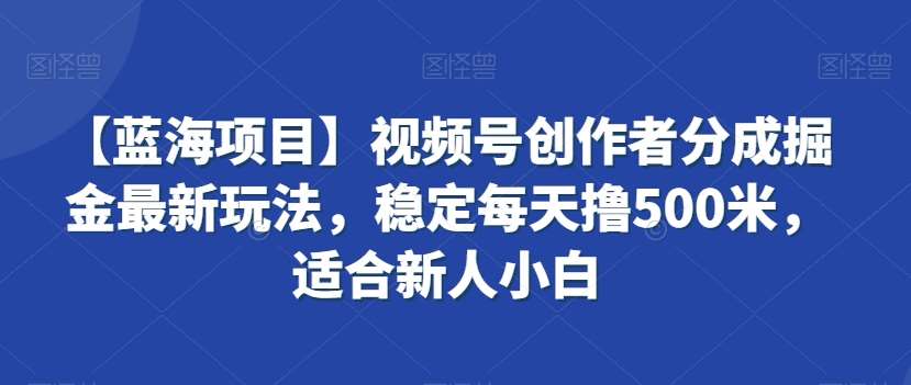 【蓝海项目】视频号创作者分成掘金最新玩法，稳定每天撸500米，适合新人小白【揭秘】插图零零网创资源网