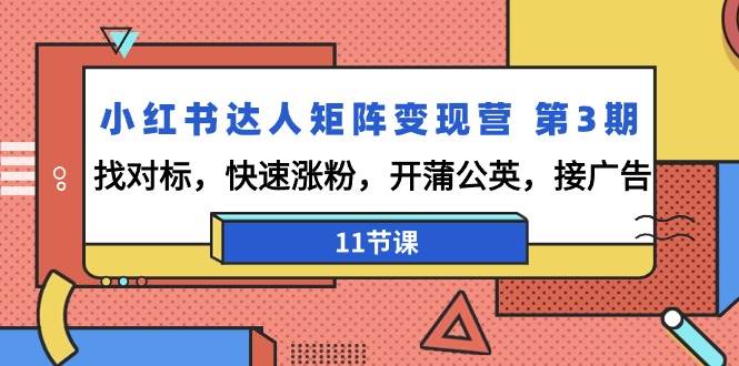 （9203期）小红书达人矩阵变现营 第3期，找对标，快速涨粉，开蒲公英，接广告-11节课插图零零网创资源网