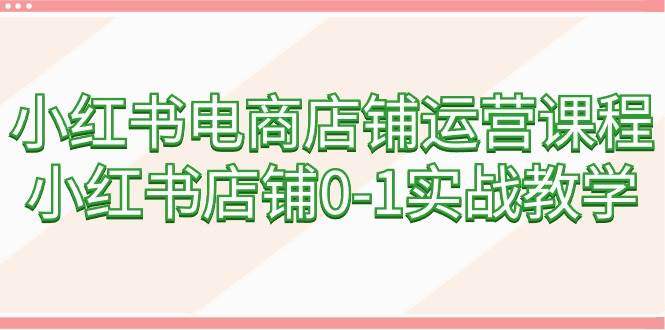 （9249期）小红书电商店铺运营课程，小红书店铺0-1实战教学（60节课）插图零零网创资源网