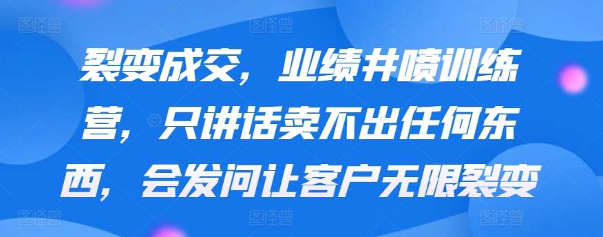 裂变成交，业绩井喷训练营，只讲话卖不出任何东西，会发问让客户无限裂变插图零零网创资源网