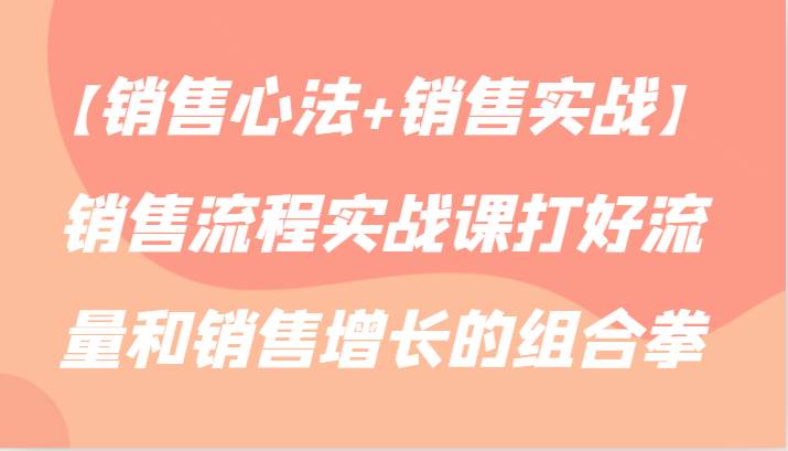 【销售心法+销售实战】销售流程实战课打好流量和销售增长的组合拳插图零零网创资源网