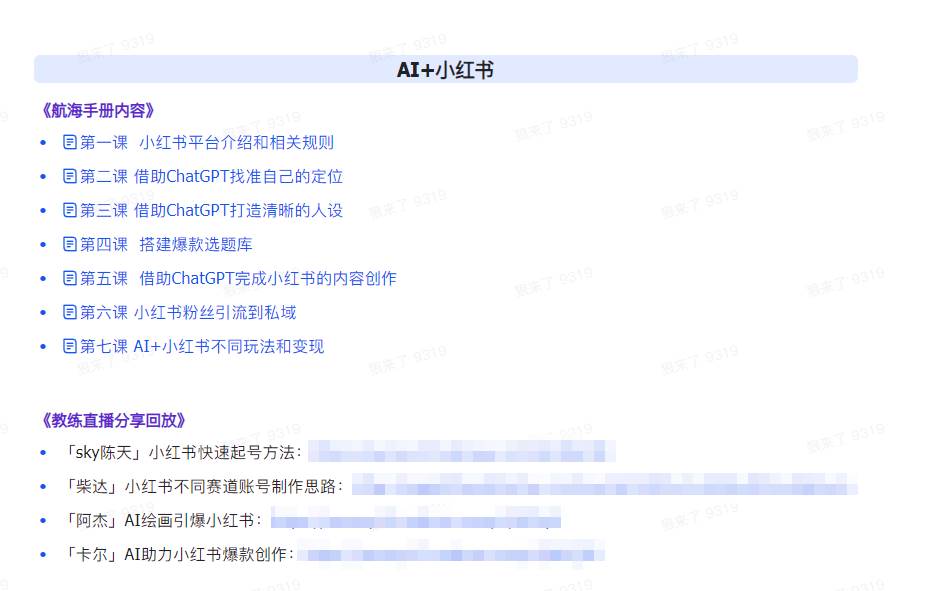 （9351期）AI破局手册+教练分享合集：AI提示词/AI+小红书 /AI+公众号/AI+绘画/AI编程插图零零网创资源网