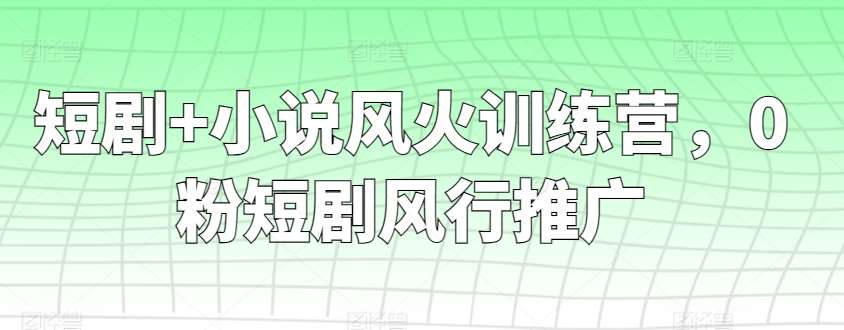 短剧+小说风火训练营，0粉短剧风行推广插图零零网创资源网