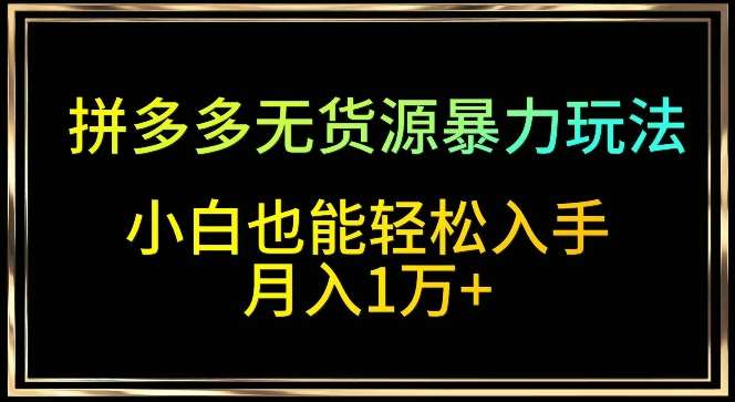 拼多多无货源暴力玩法，全程干货，小白也能轻松入手，月入1万+【揭秘】插图零零网创资源网