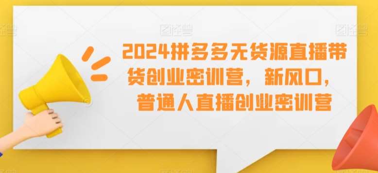 2024拼多多无货源直播带货创业密训营，新风口，普通人直播创业密训营插图零零网创资源网