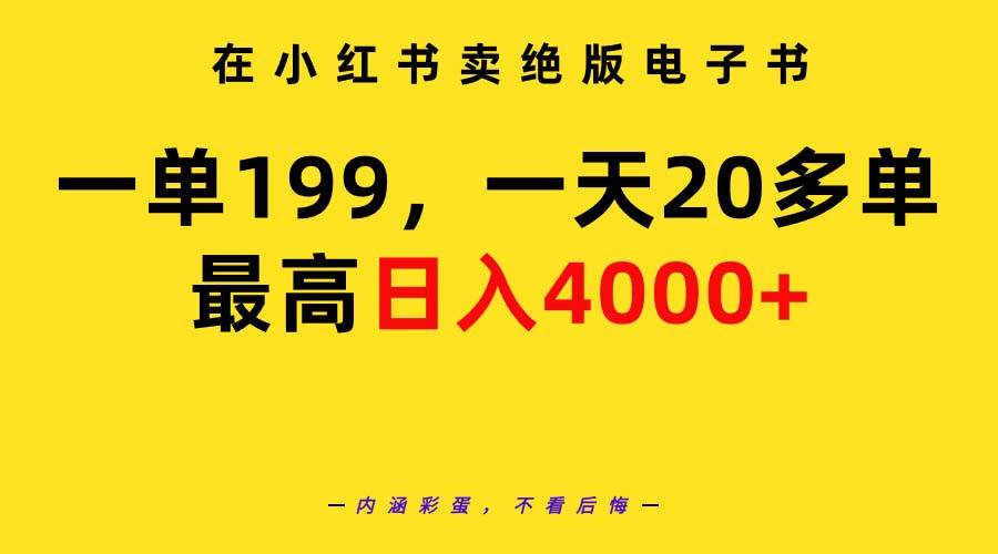 （9401期）在小红书卖绝版电子书，一单199 一天最多搞20多单，最高日入4000+教程+资料插图零零网创资源网