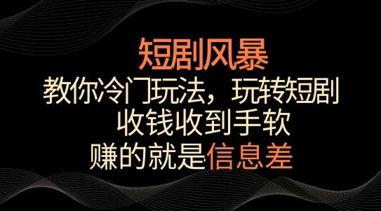 短剧风暴，教你冷门玩法，玩转短剧，收钱收到手软【揭秘】插图零零网创资源网