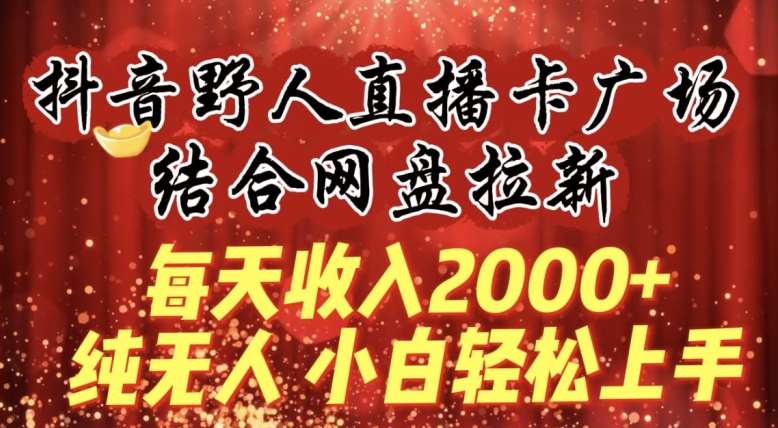 每天收入2000+，抖音野人直播卡广场，结合网盘拉新，纯无人，小白轻松上手【揭秘】插图零零网创资源网