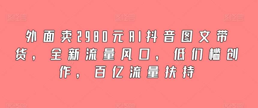 外面卖2980元AI抖音图文带货，全新流量风口，低们槛创作，百亿流量扶持插图零零网创资源网