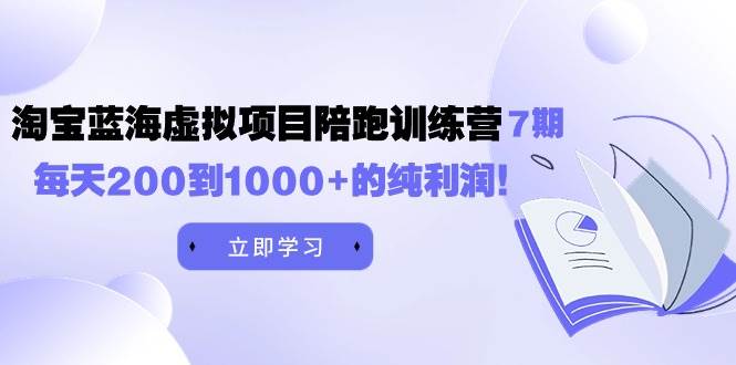 （9541期）黄岛主《淘宝蓝海虚拟项目陪跑训练营7期》每天200到1000+的纯利润插图零零网创资源网