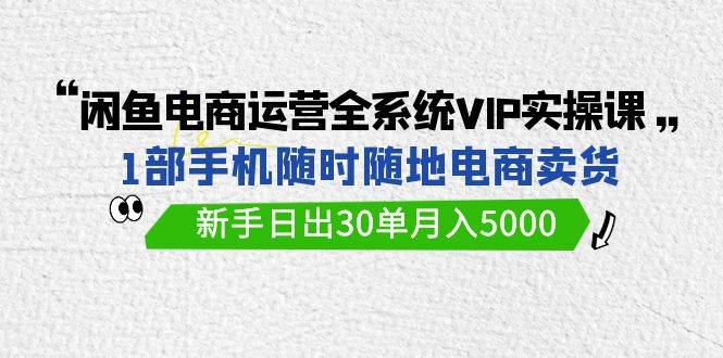 （9547期）闲鱼电商运营全系统VIP实战课，1部手机随时随地卖货，新手日出30单月入5000插图零零网创资源网