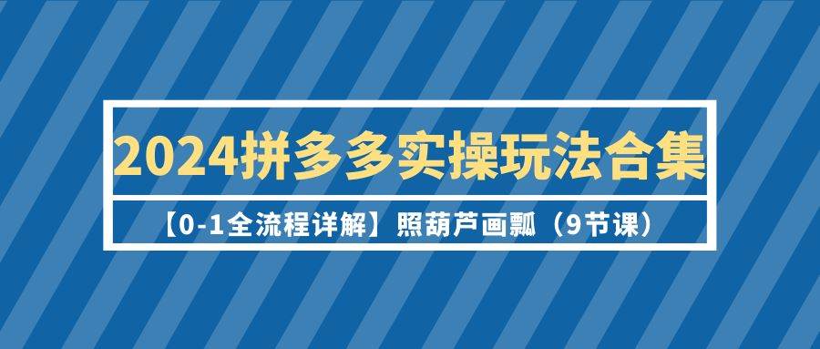 （9559期）2024拼多多实操玩法合集【0-1全流程详解】照葫芦画瓢（9节课）插图零零网创资源网