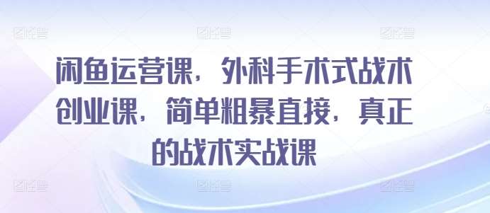 闲鱼运营课，外科手术式战术创业课，简单粗暴直接，真正的战术实战课插图零零网创资源网