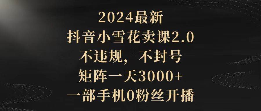 （9639期）2024最新抖音小雪花卖课2.0 不违规 不封号 矩阵一天3000+一部手机0粉丝开播插图零零网创资源网