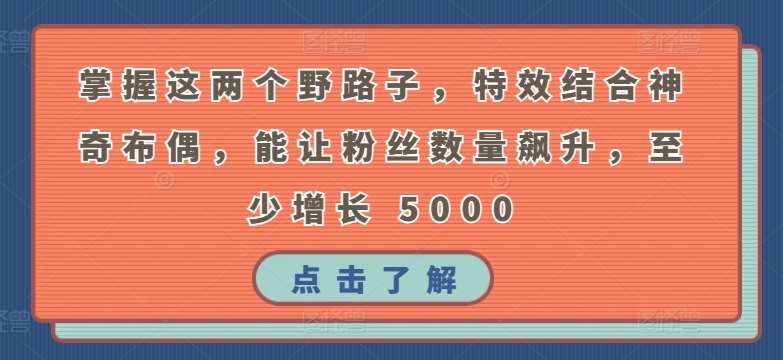 掌握这两个野路子，特效结合神奇布偶，能让粉丝数量飙升，至少增长 5000【揭秘】插图零零网创资源网