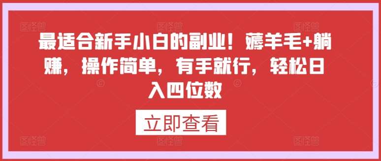 最适合新手小白的副业！薅羊毛+躺赚，操作简单，有手就行，轻松日入四位数【揭秘】插图零零网创资源网