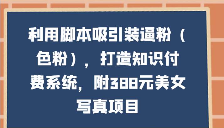 利用脚本吸引装逼粉（色粉），打造知识付费系统，附388元美女写真项目插图零零网创资源网