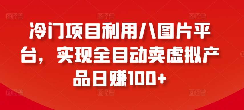 冷门项目利用八图片平台，实现全目动卖虚拟产品日赚100+【揭秘】插图零零网创资源网